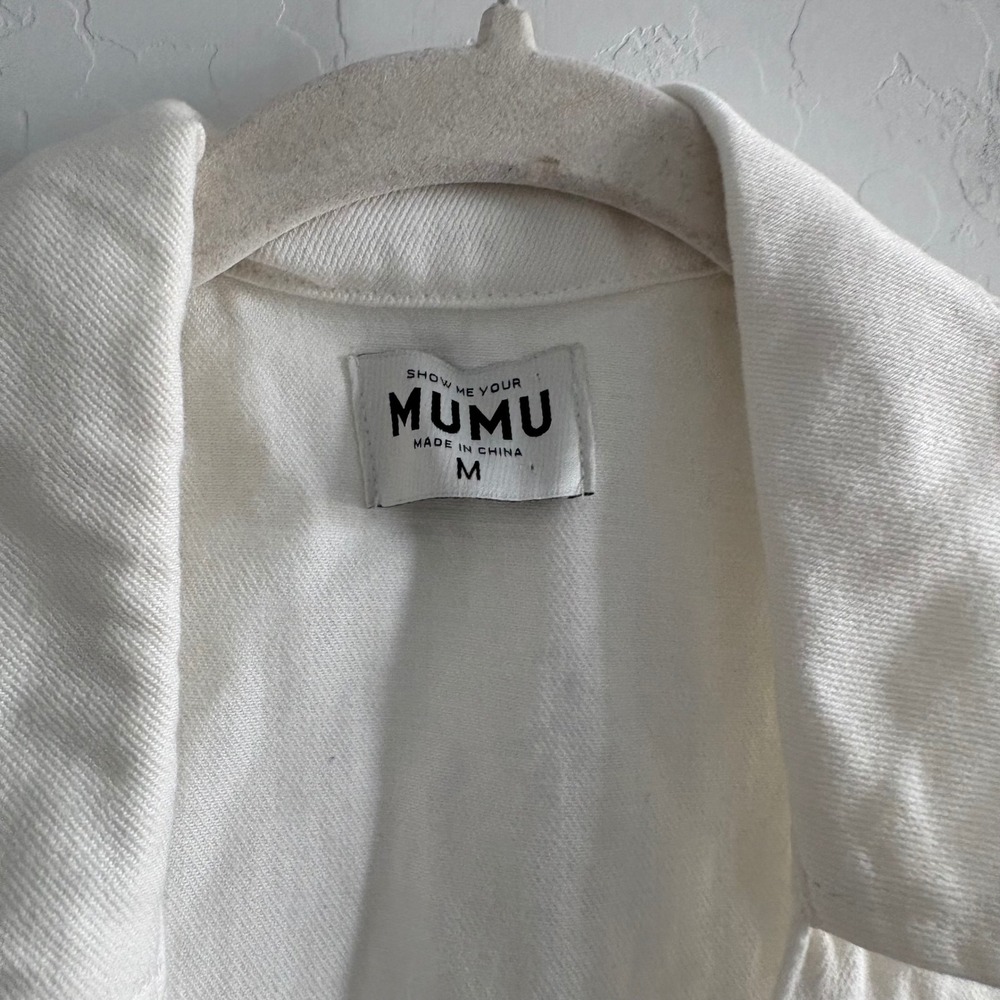 Show Me Your Mumu Oxford Tank Dress Seasalt White Belted Zip Front Mini Medium - Picture 7 of 8
